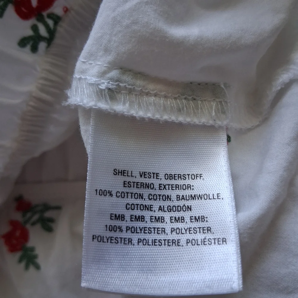 Anthtopologie Maeve Rosalie Embroidered Blouse White Poplin Cotton